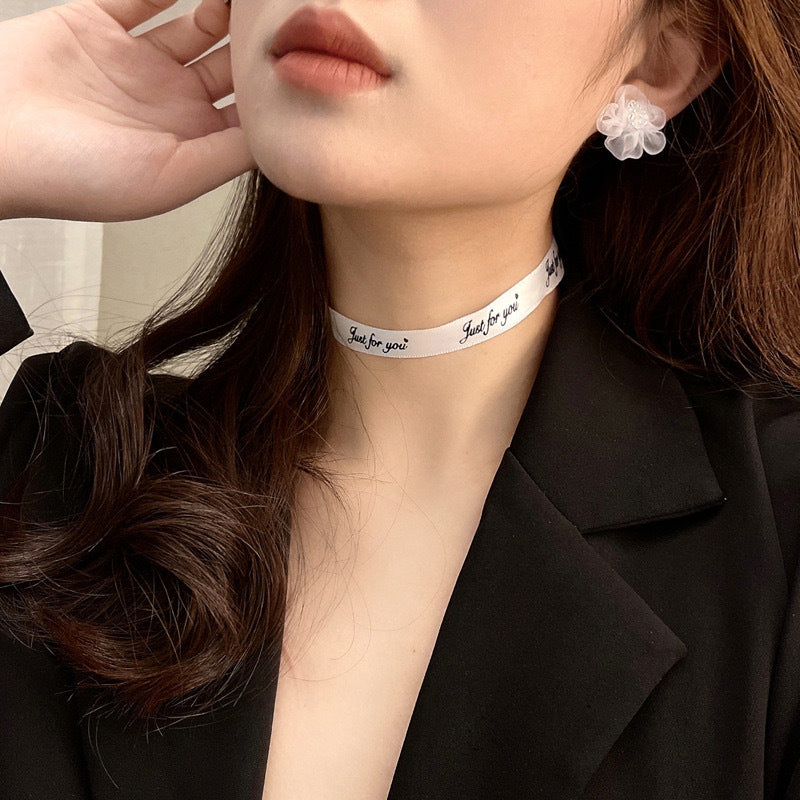 Women's White Fabric Flower High-grade Sweet Stainless Steel Earrings