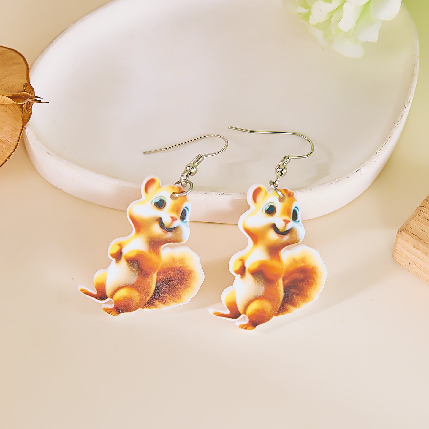 Creative Cute Cartoon Cat Squirrel Acrylic Rings