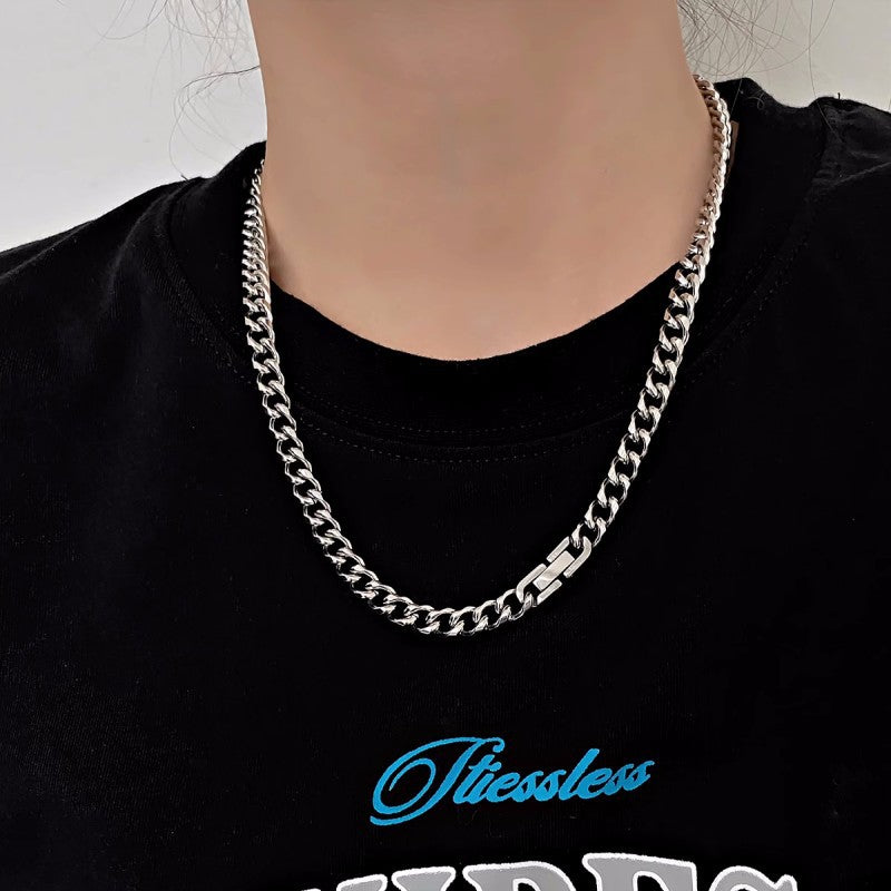 Titanium Steel Cuban Female Clavicle Chain Necklaces