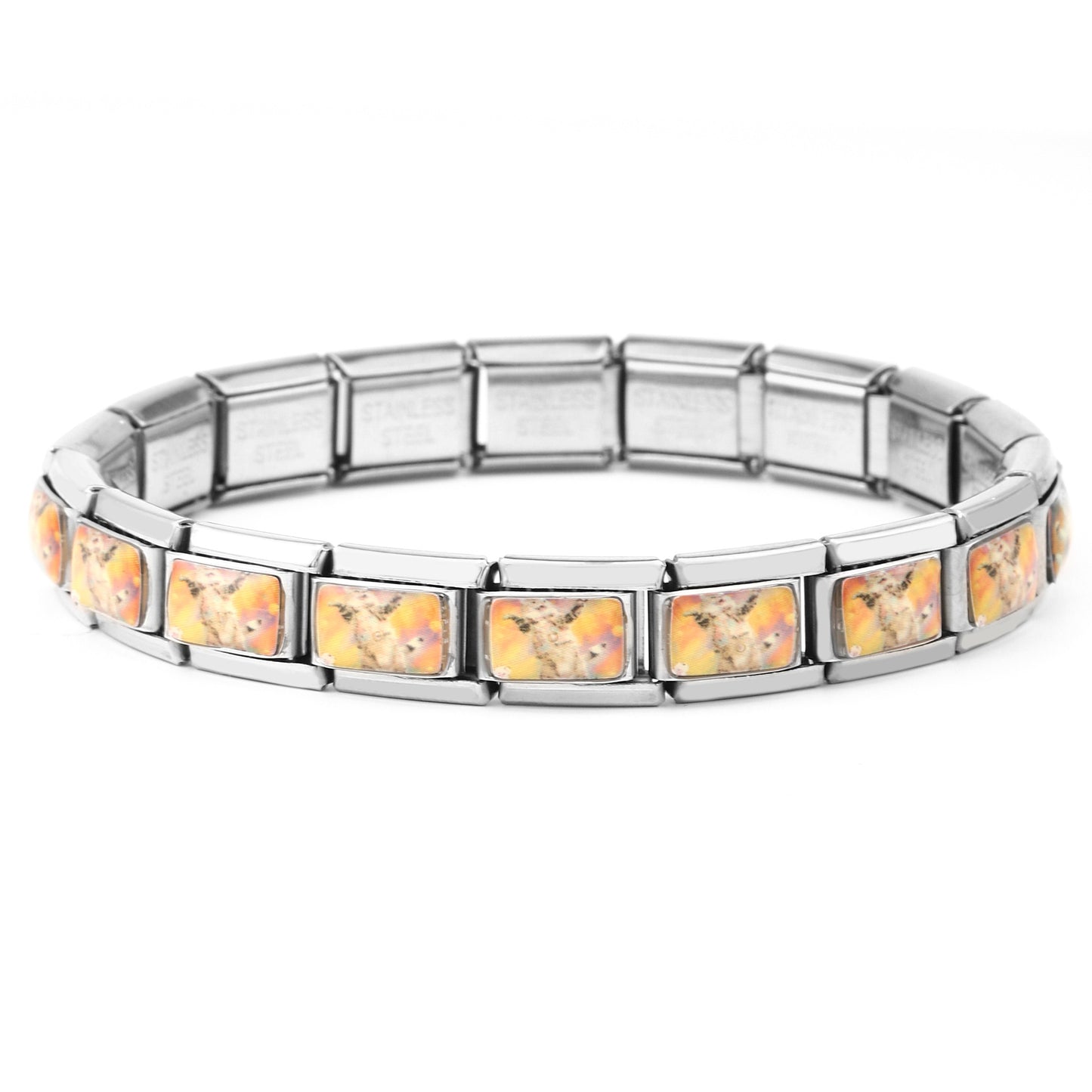 Italian Cartoon Cat Module Stainless Steel Bracelets