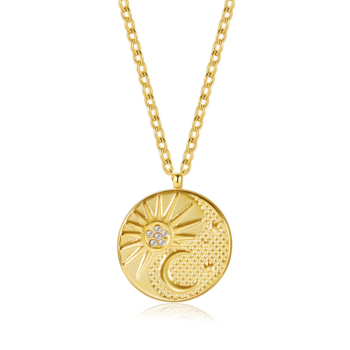 Sun Moon Three-dimensional Embossed Round Suite Necklaces