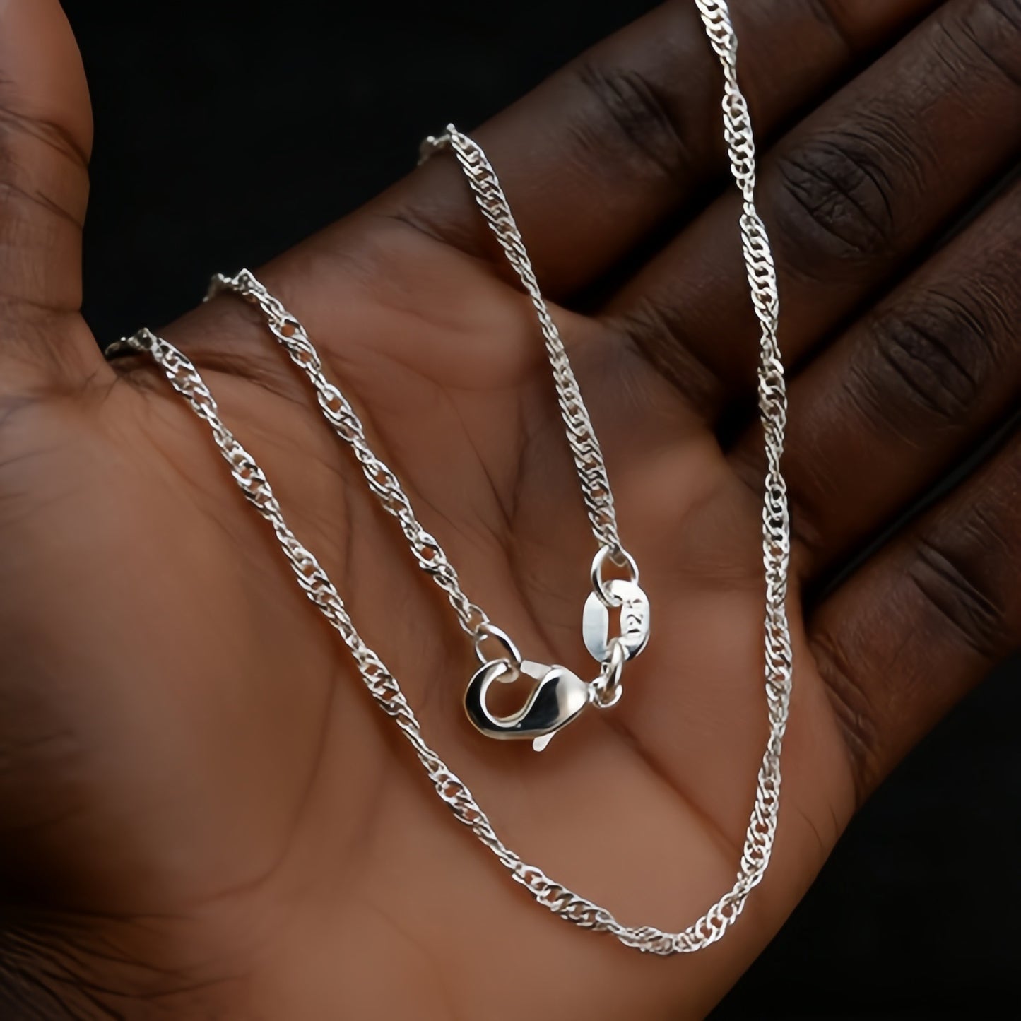 Women's Sier Plated Water Wave Chain Short Necklace