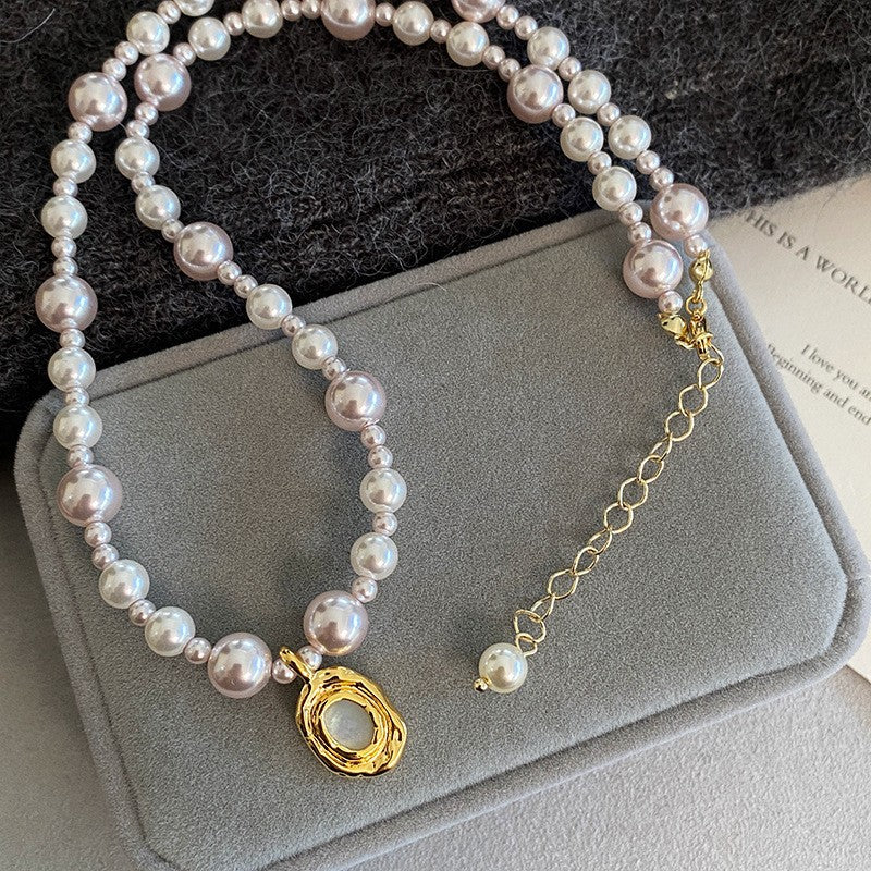 Women's Rose Square Diamond Pearl Light Luxury Necklaces