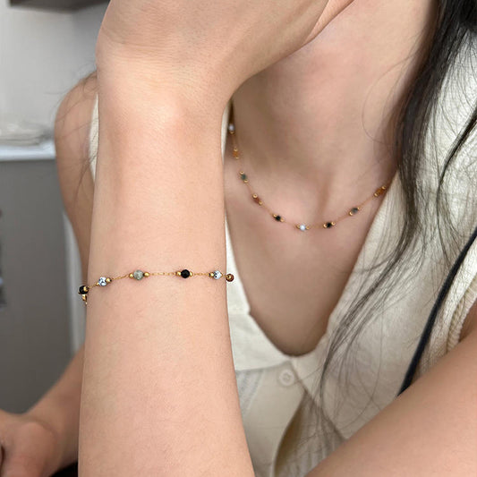 Matching Beaded Beanie Chain Titanium Steel Necklaces