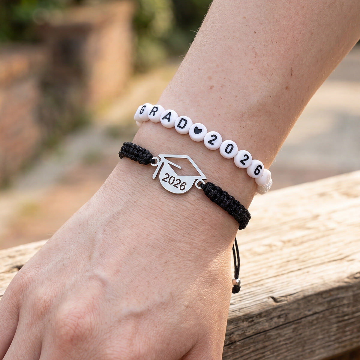 Graduation Trencher Stainless Steel Woven Adjustable Card Bracelets