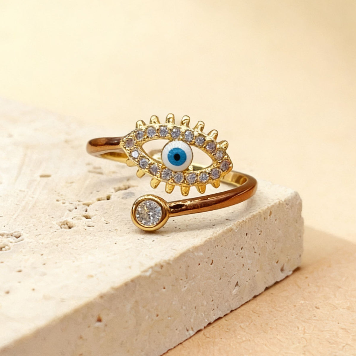 Personalized Devil's Eye Niche High Sense Micro Inlaid Zircon Copper Ring