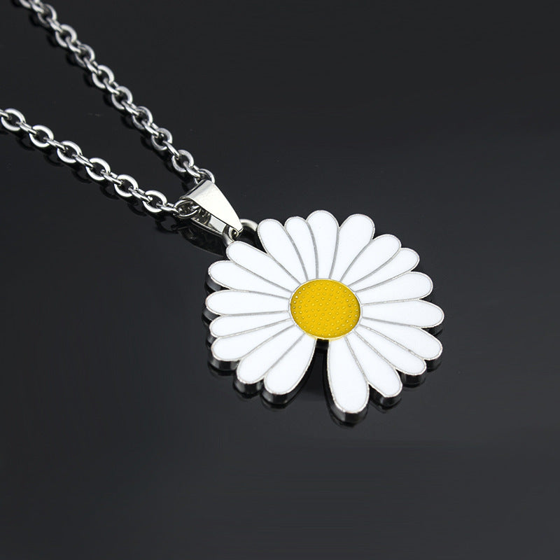 Daisy Titanium Steel Stainless Sunflower Male Female Necklaces
