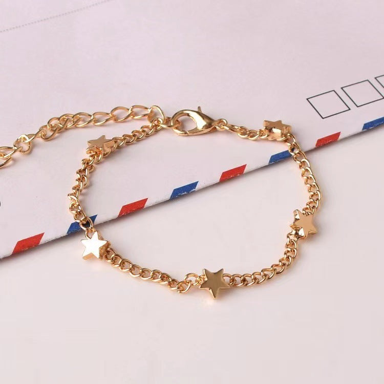 Women's Cute Graceful Five-pointed Star Peach Heart Fashion Korean Style Bracelets