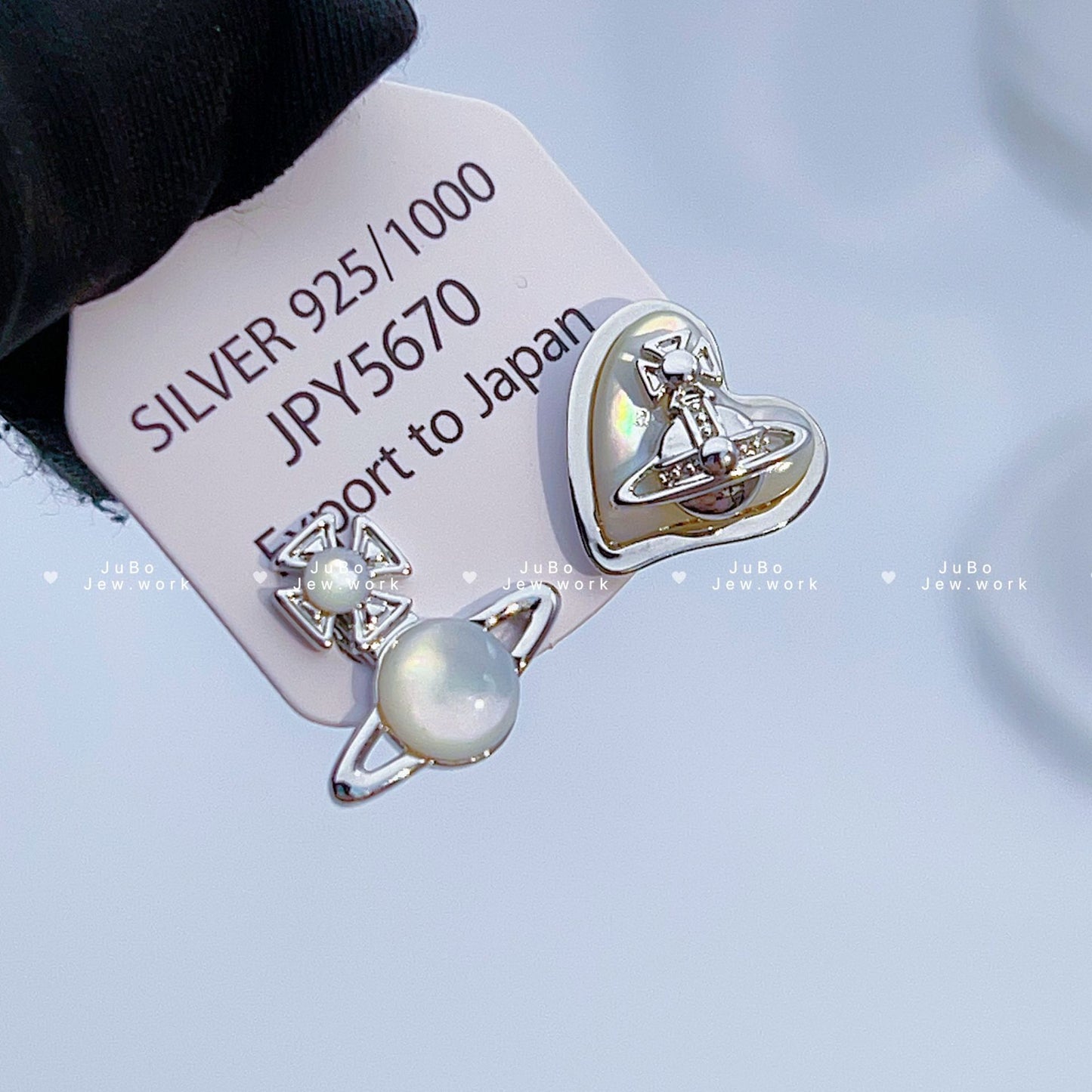 Three-dimensional Saturn Female Sweet Temperament Peach Love Earrings