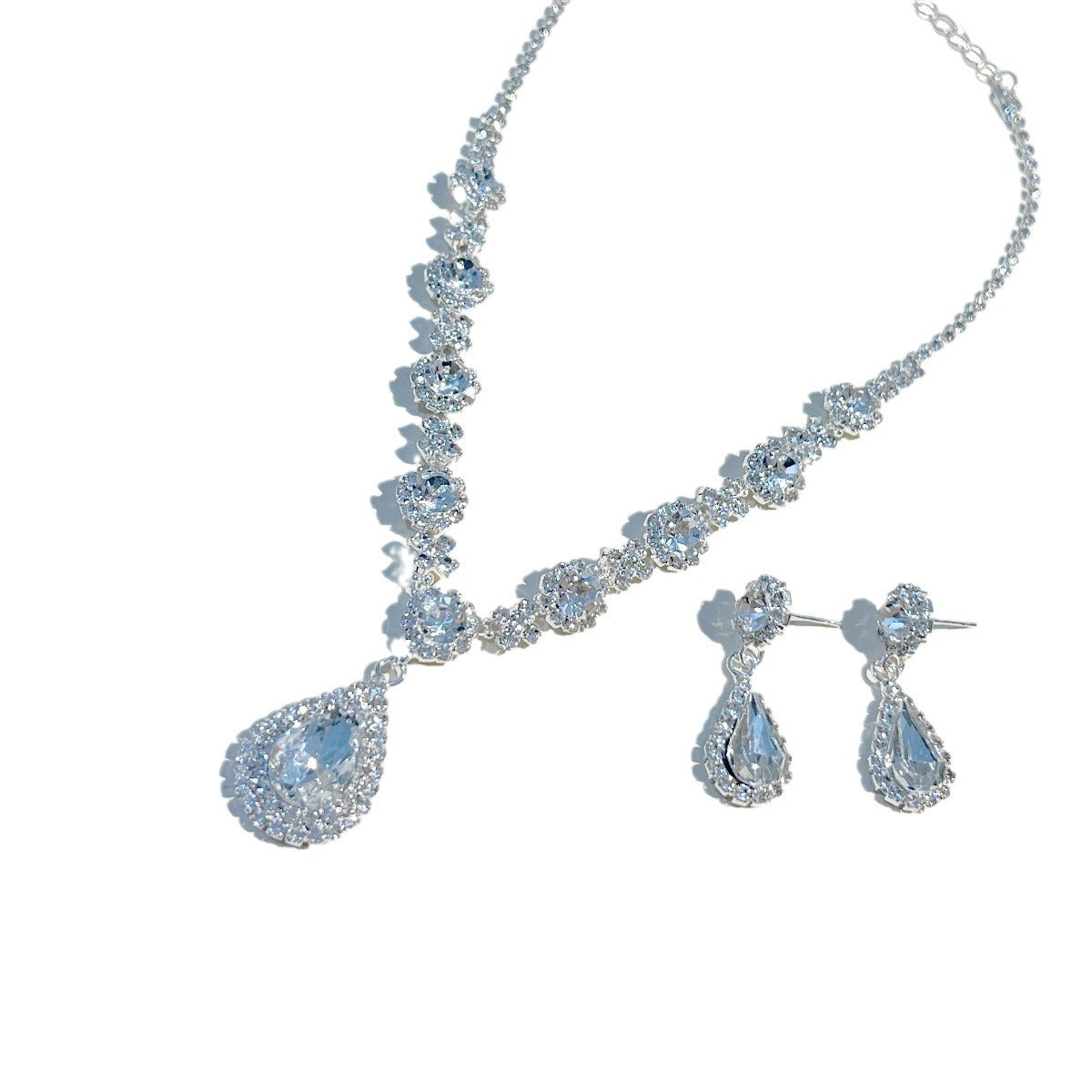 Fashion Simple Rhinestone Two-piece Bridal Wedding Jewelry Set