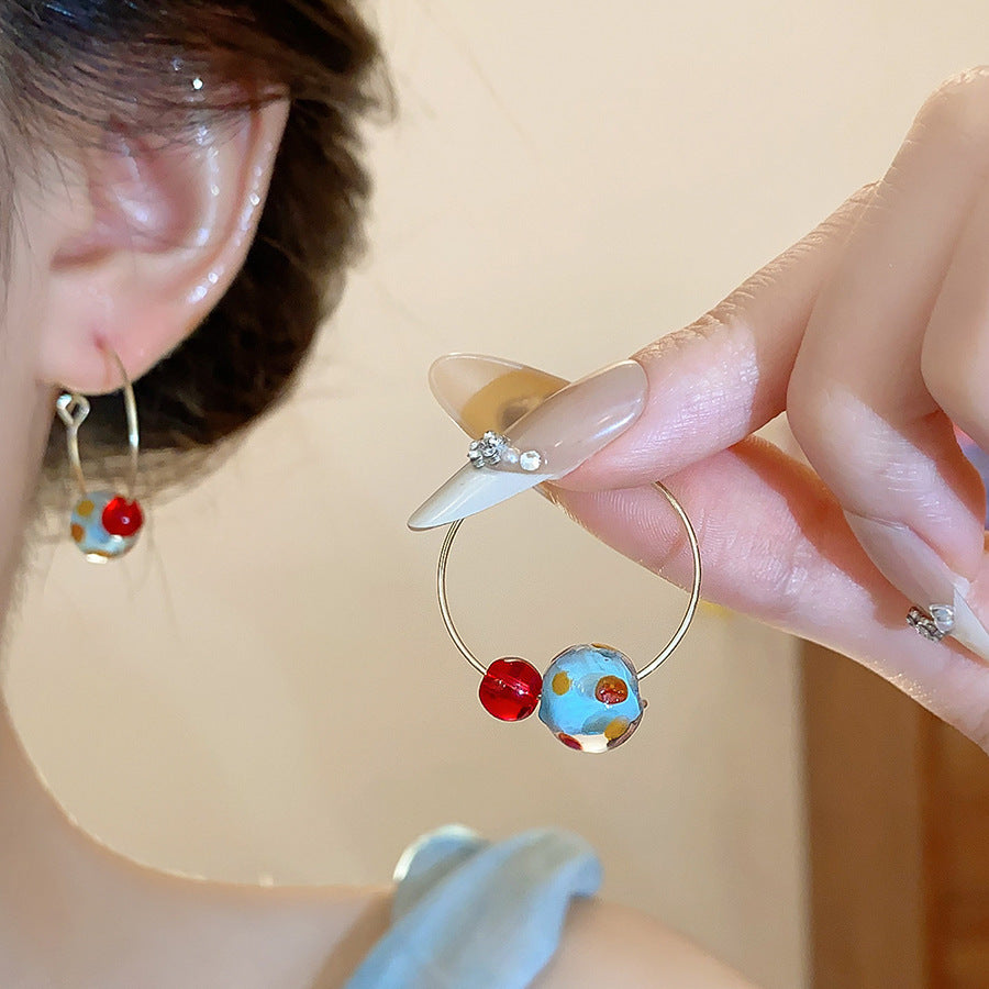 Dopamine Color Resin Ball Light Luxury Earrings