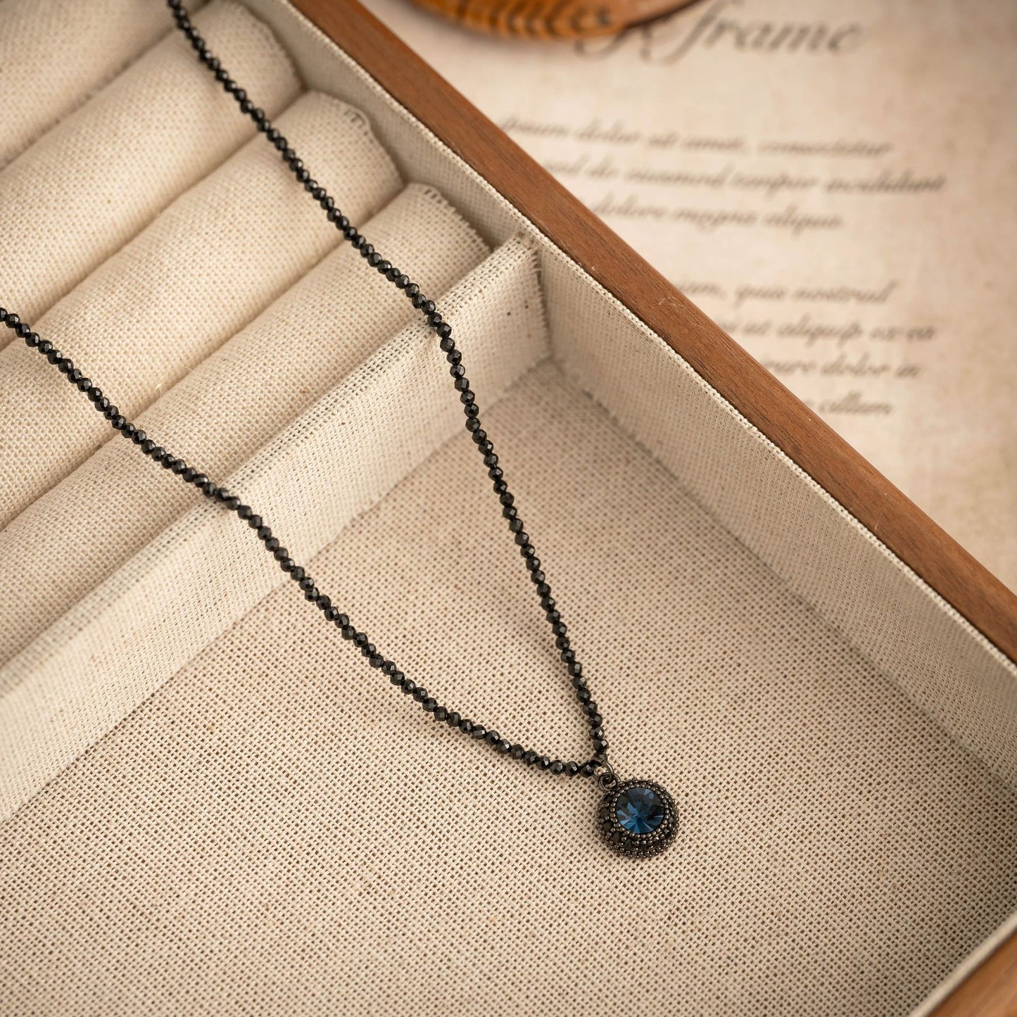Trendy Cool Ink Blue Zircon Three-piece Pendants
