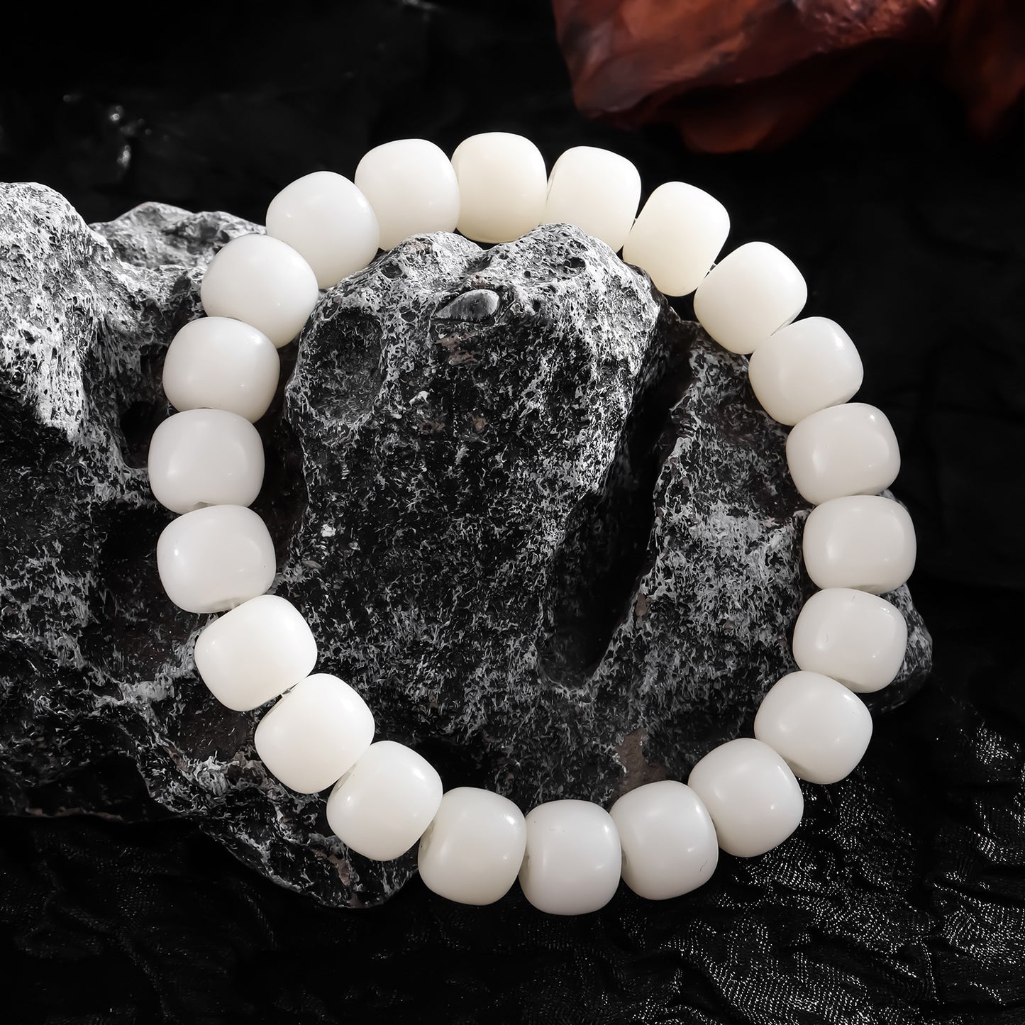 Bodhi White Jade Lotus Buddha Beads Rosary Seed Scenic Spot Bracelet