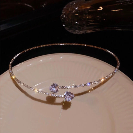 Light Luxury Zircon Rhinestone Pearl Fashion High Collar