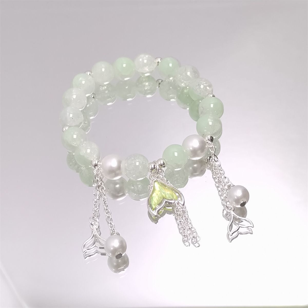 Children's Pearl Tassel Crystal Fishtail Female Fresh Light Luxury Bracelet