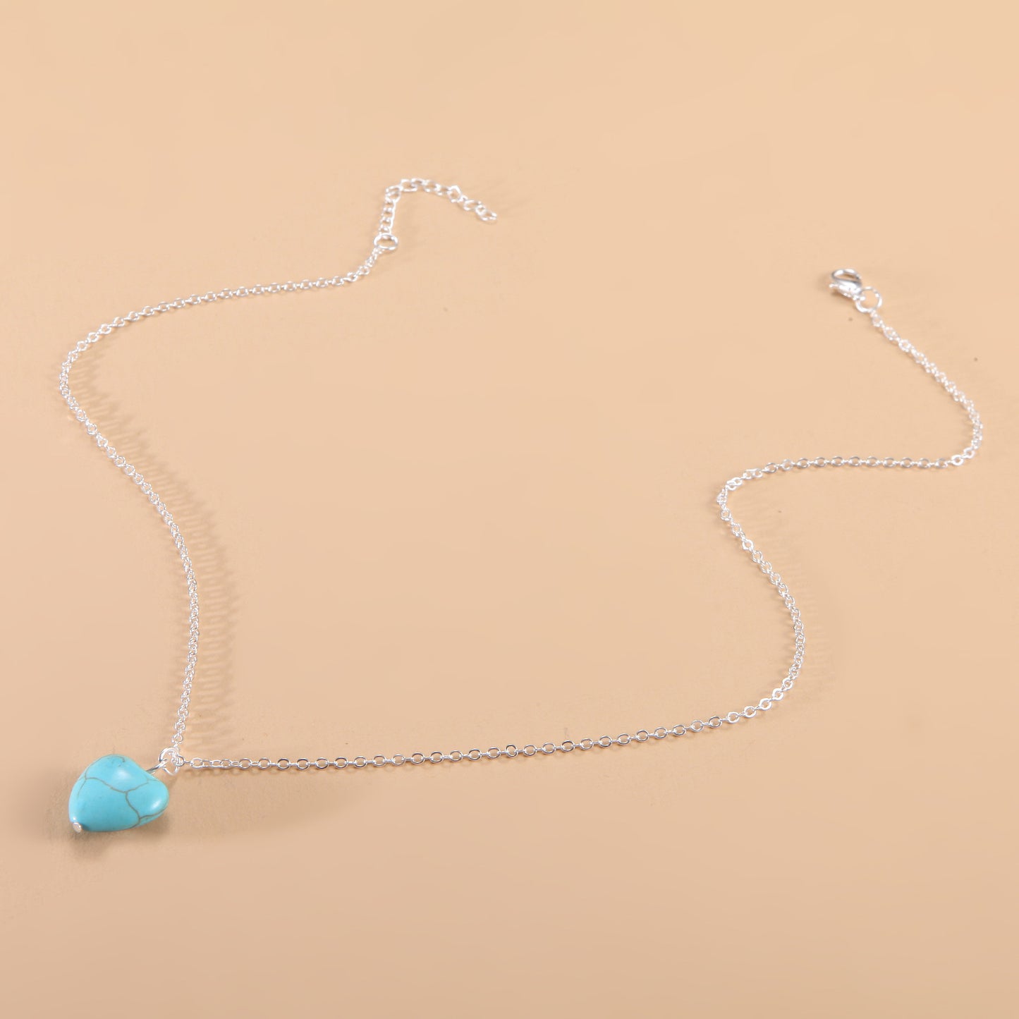 Women's Fashion Blue Loving Heart Clothing Sweater Chain Necklaces
