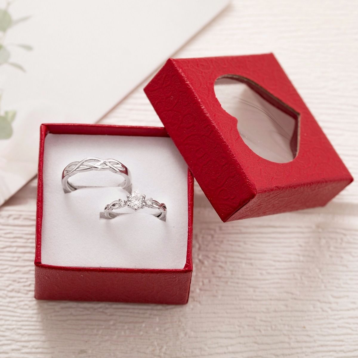 Fake Diamond Couple Wedding Adjustable Mouth For Rings