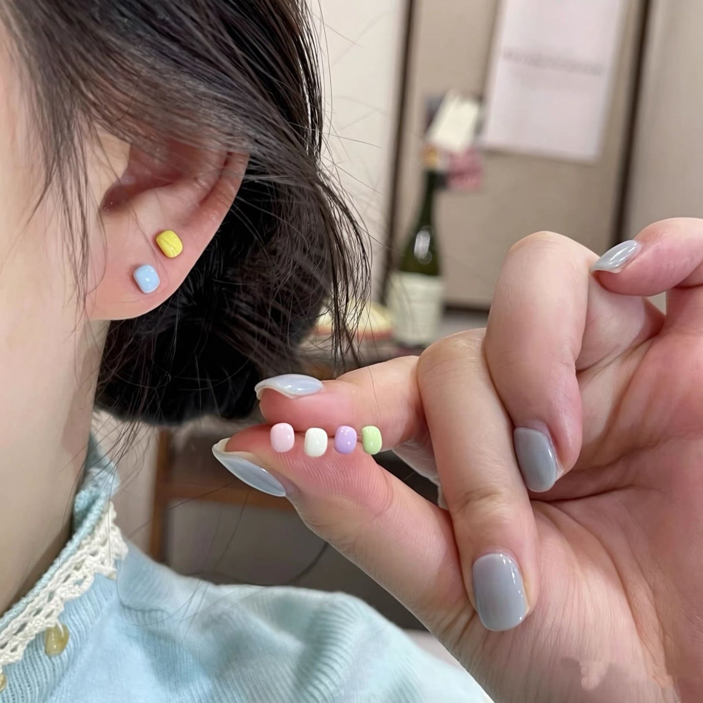 Sweet Solid Color Simple Candy Small Stud Earrings