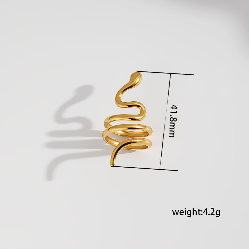 Fashion Stainless Steel Snake Exaggerated Personalized Creative Rings