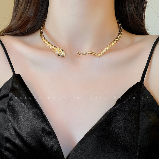 Light Luxury Diamond Snake-shaped Personalized Fashion Design Niche Necklaces