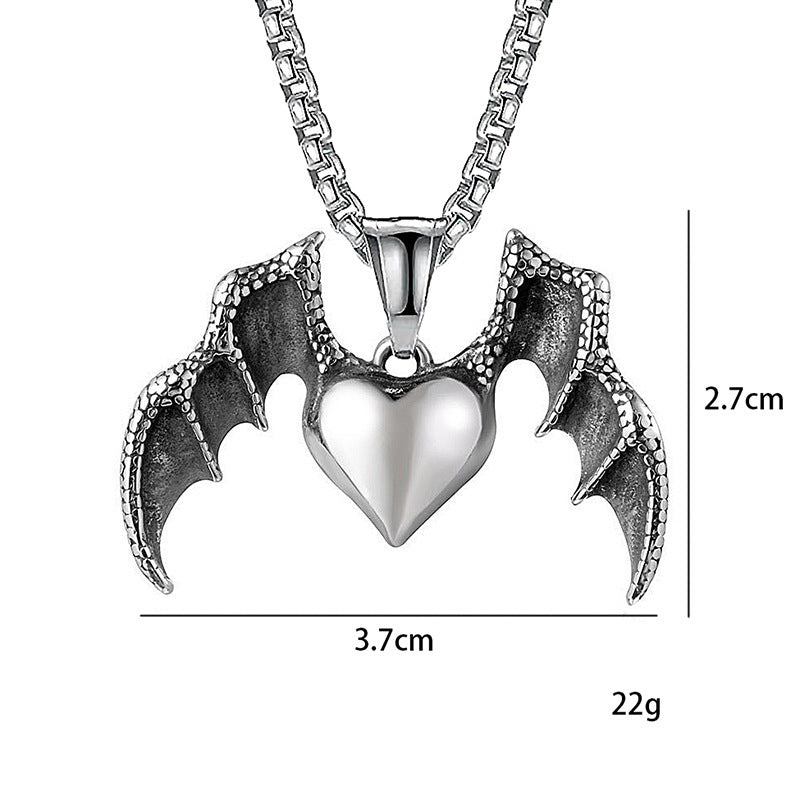 Fashion Retro Personalized Heart Wings Nightclub Hipster Necklaces