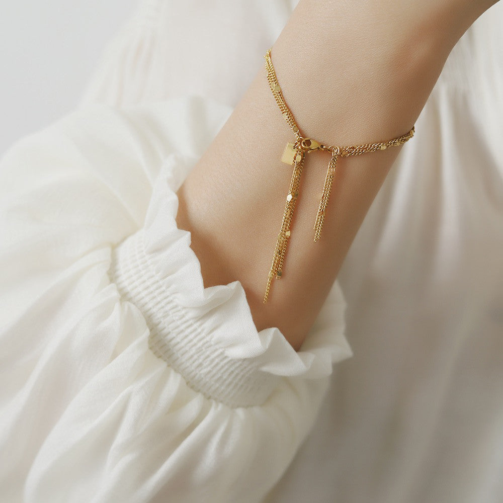 Women's Tassel Shiny Bag Gold Exquisite Daily Bracelet