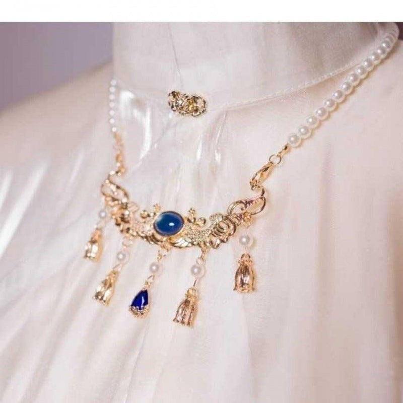 Women's Water Drop Crystal Soft Luo Chest Collar Tang Alloy Skirt Necklace