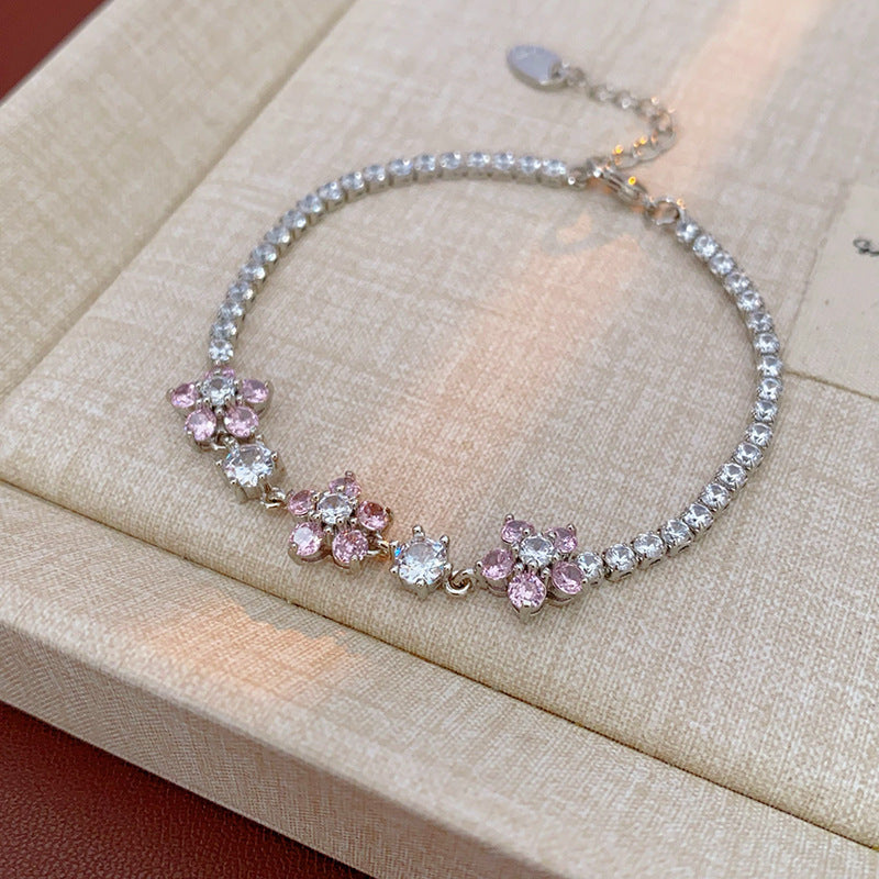 Pink Zircon Geometric Round Pull-out Retro Minority Elegant Bracelets