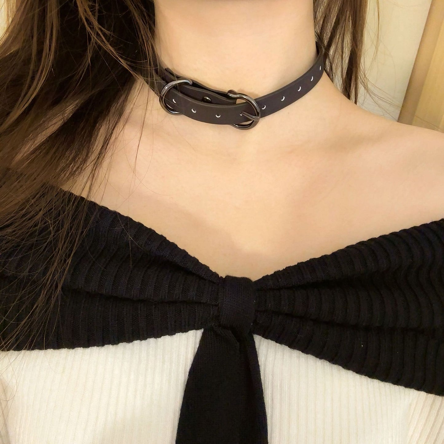 Hot Style Buckle High-grade Sense Leather Necklaces
