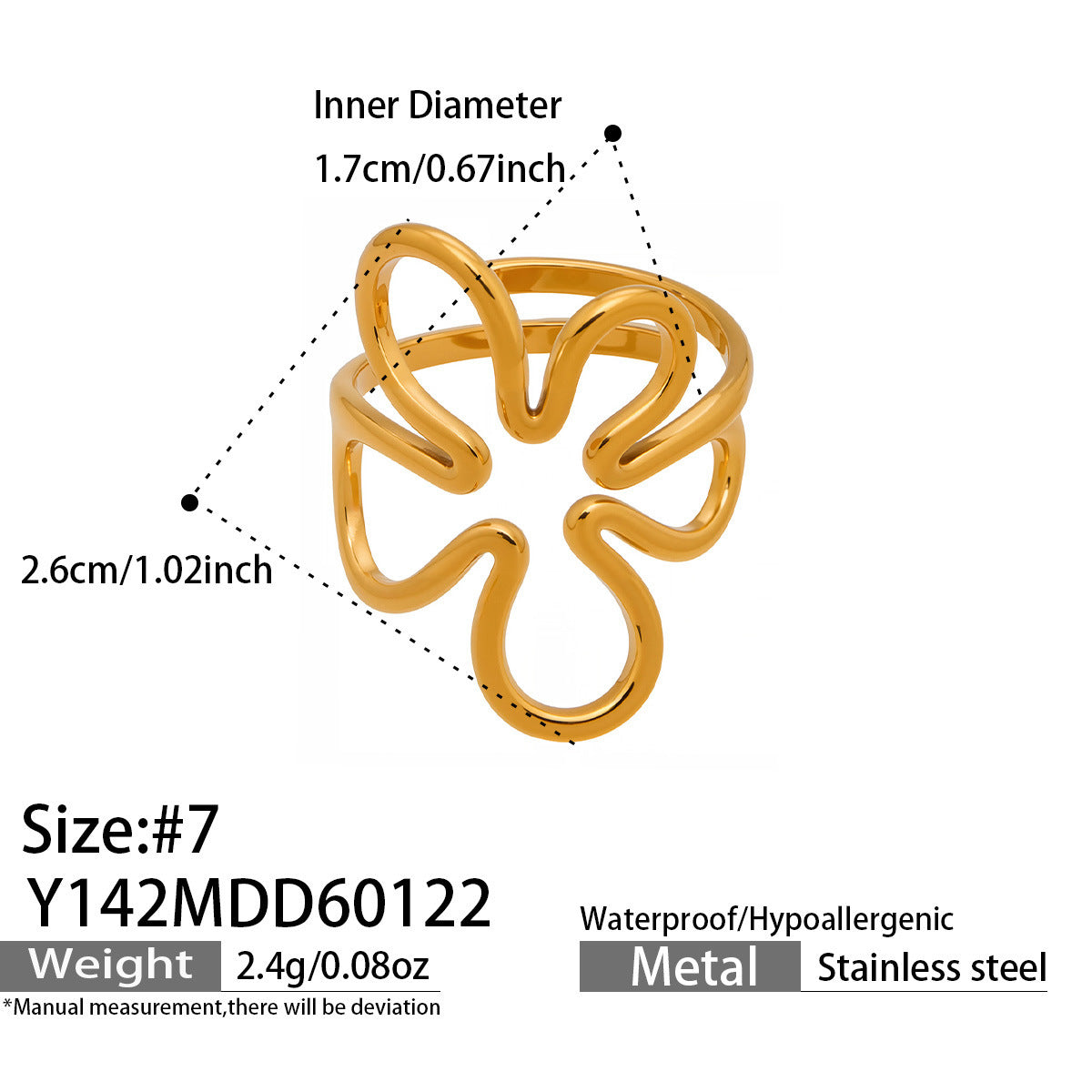 Design Geometric Stainless Steel Gold Plated Minority Fashion Rings