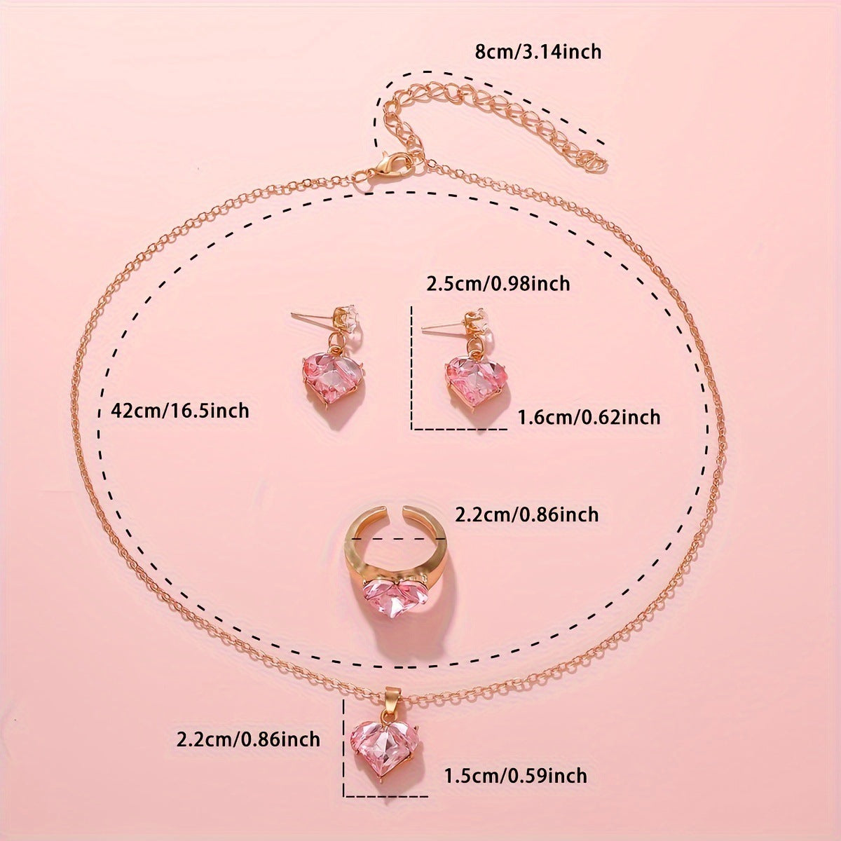Barbie Pink Love Planet Peach Heart Jewelry Set
