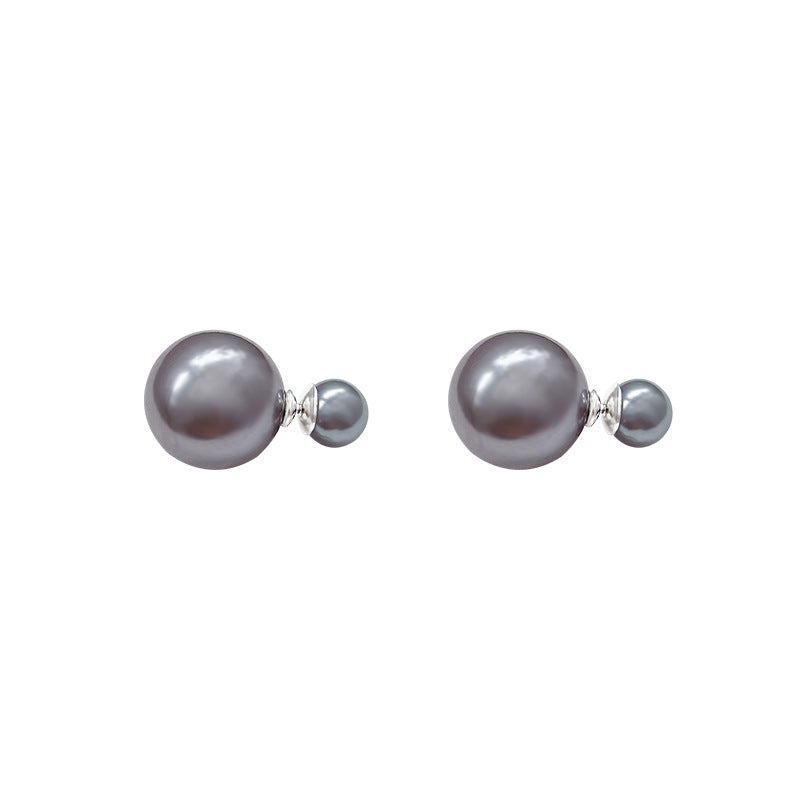 Women's Double-sided Pearl Sier Needle Mild Luxury Retro Niche Earrings