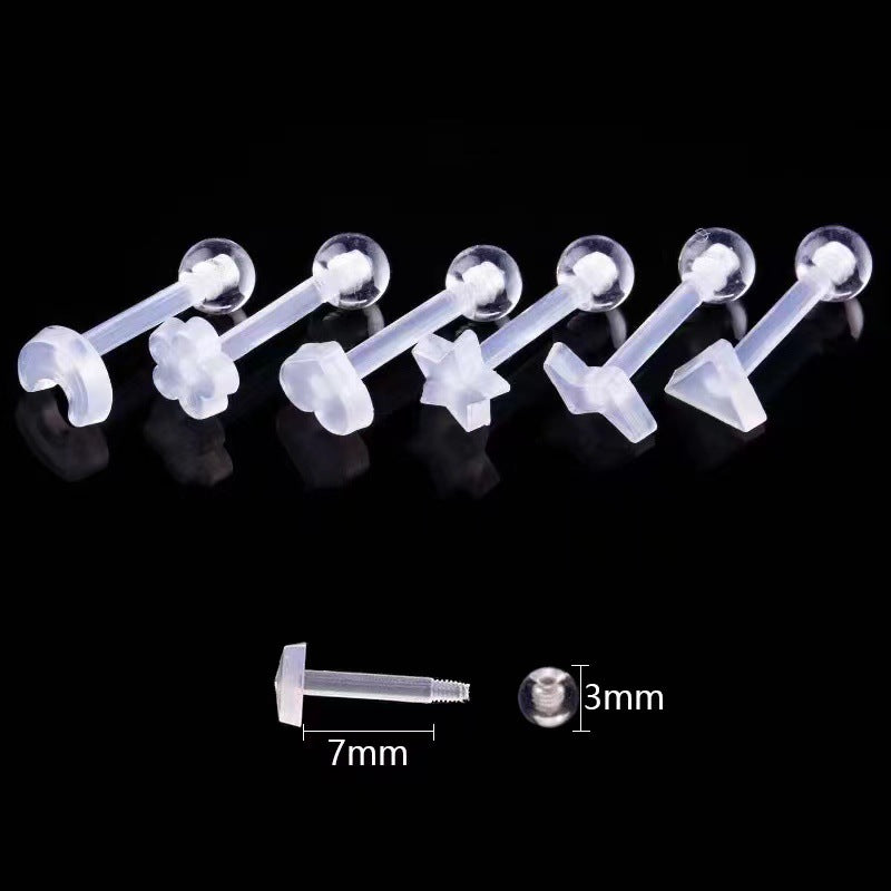 Acrylic Transparent Moon Five-pointed Star Love Invisible Ear Bone Human Stud Earrings