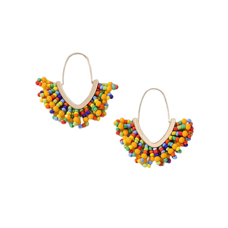 Women's Hand-woven Bead Christmas Hand-made Large V-shaped Earrings