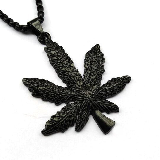 Women's & Men's Hip Hop Gold Sier Black Maple Leaf Necklaces