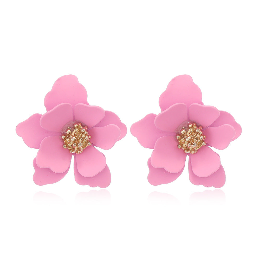Morandi Three-dimensional Petals Ear Gentle Atmosphere Earrings