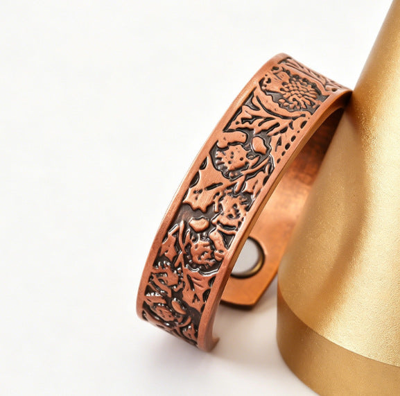 Bronze Creative Pattern Magnet Retro Fashion High Sense Ring