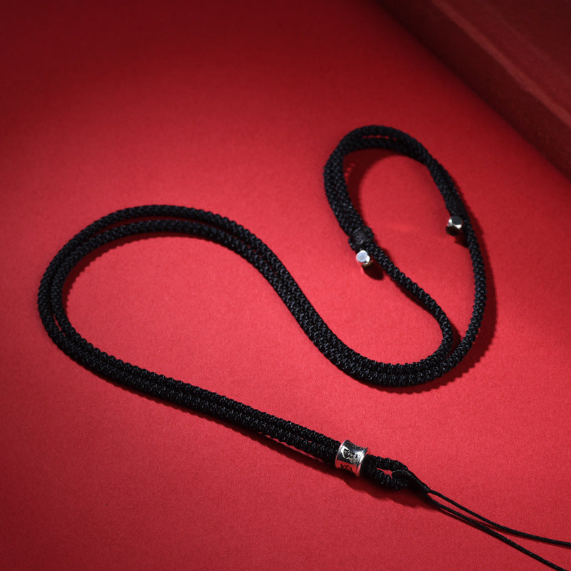 Women's & Men's Simple Thin Gold Coin Rope Lanyard Jade Necklace