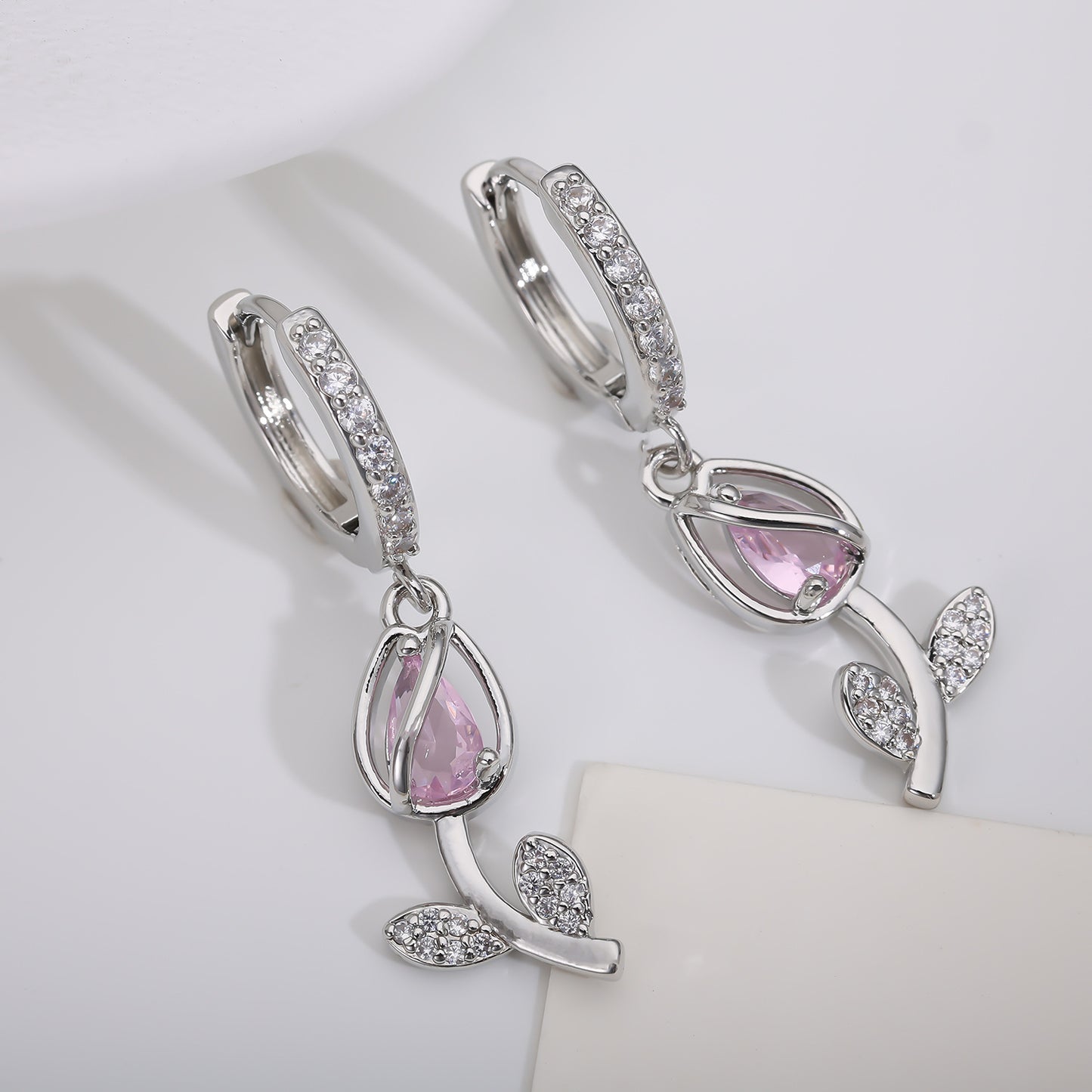 Zircon Tulip Ear Female Personalized Fashionable High-grade Copper Rings