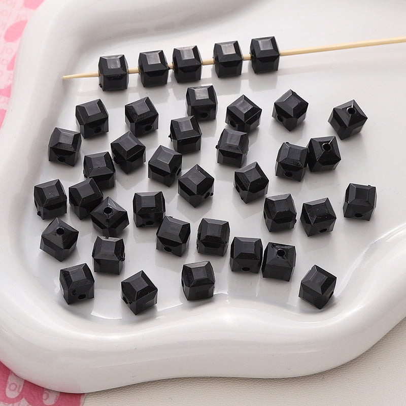 Acrylic Solid Color Imitation Glass Three-dimensional Square Jewelry Accessories