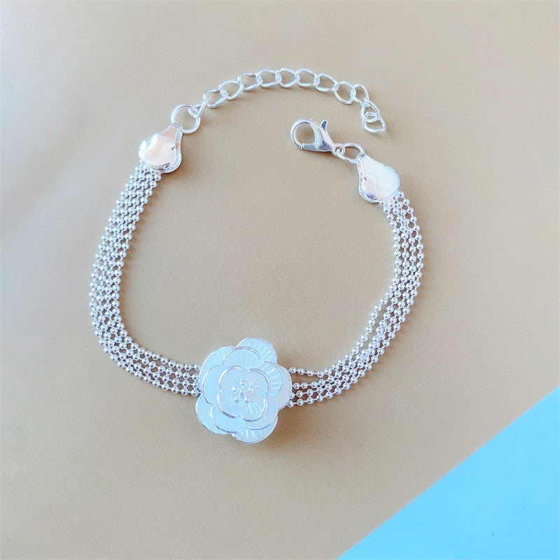 Ethnic Style Rose Camellia Lotus Chain Alloy Miao Scenic Bracelet