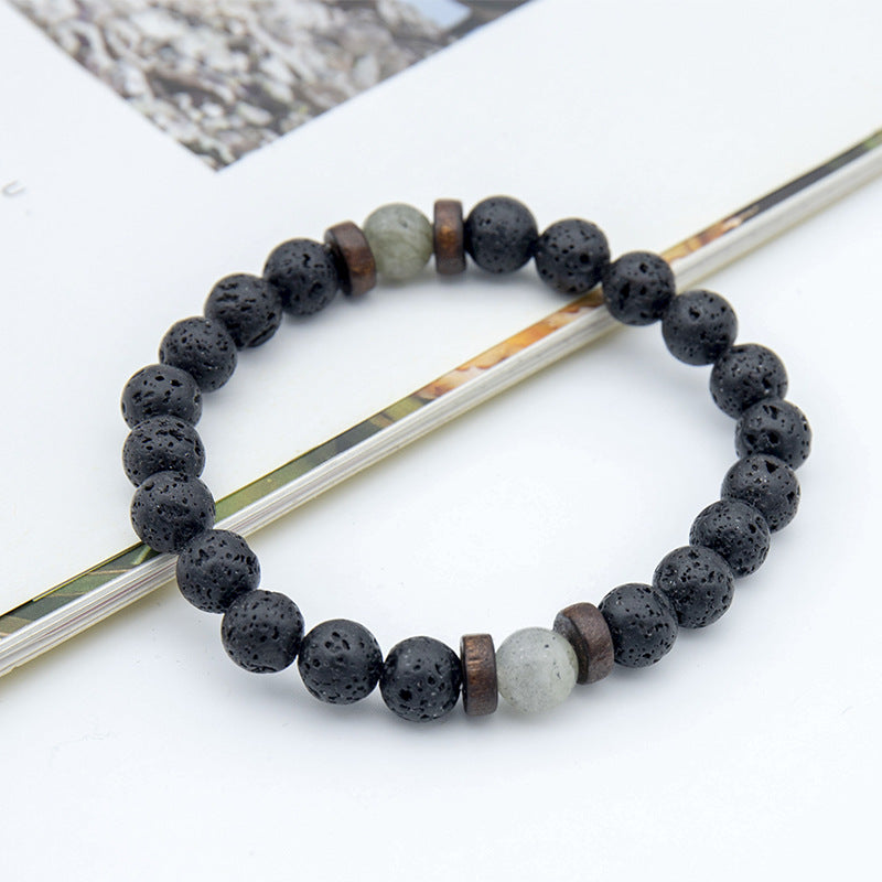 Men's Beaded Fashion Volcanic Rock Wooden Bead Bracelets