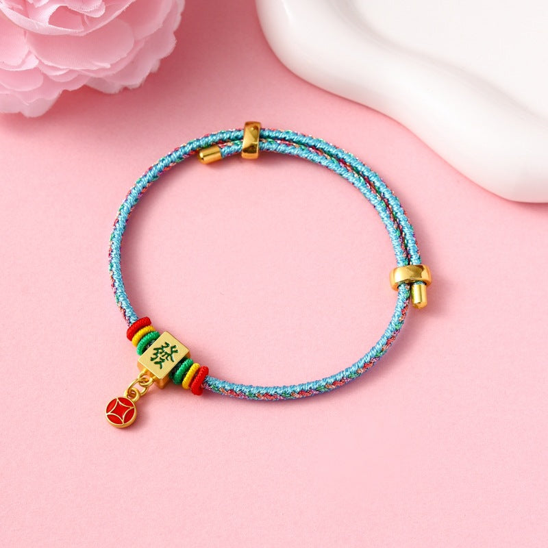 Children's Colorful Braided Rope Wrist String Safe Red Bracelet