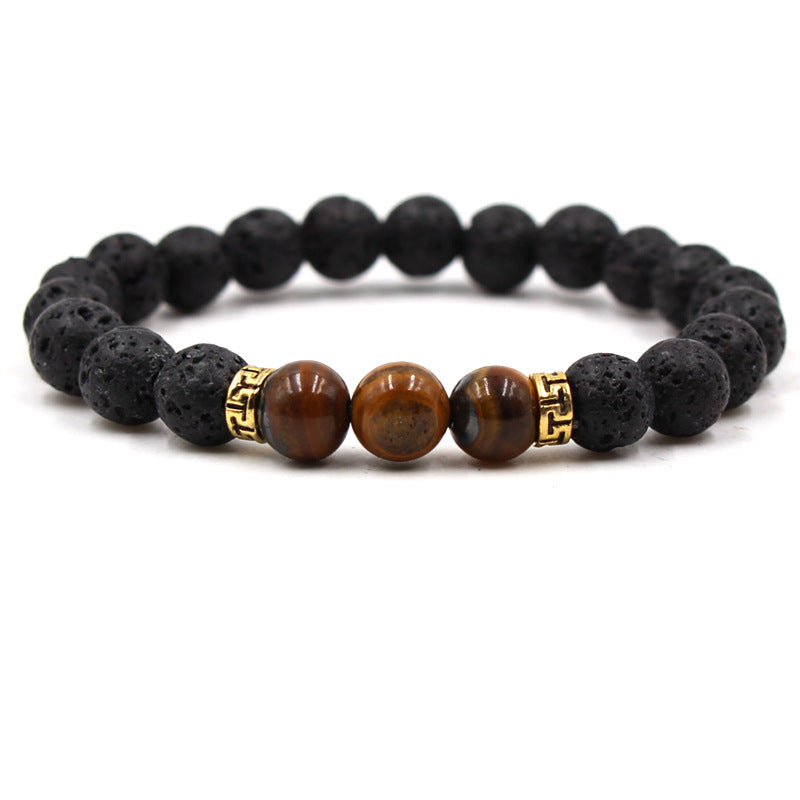 Women's & Men's Volcanic Rock Black Lava Turquoise Red Agate Bracelet