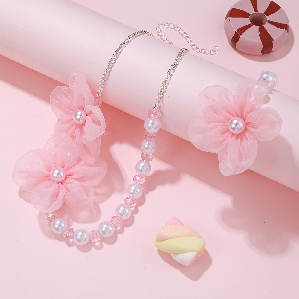 Children's Tulle Flower Pearl Cute Princess Series Bracelets