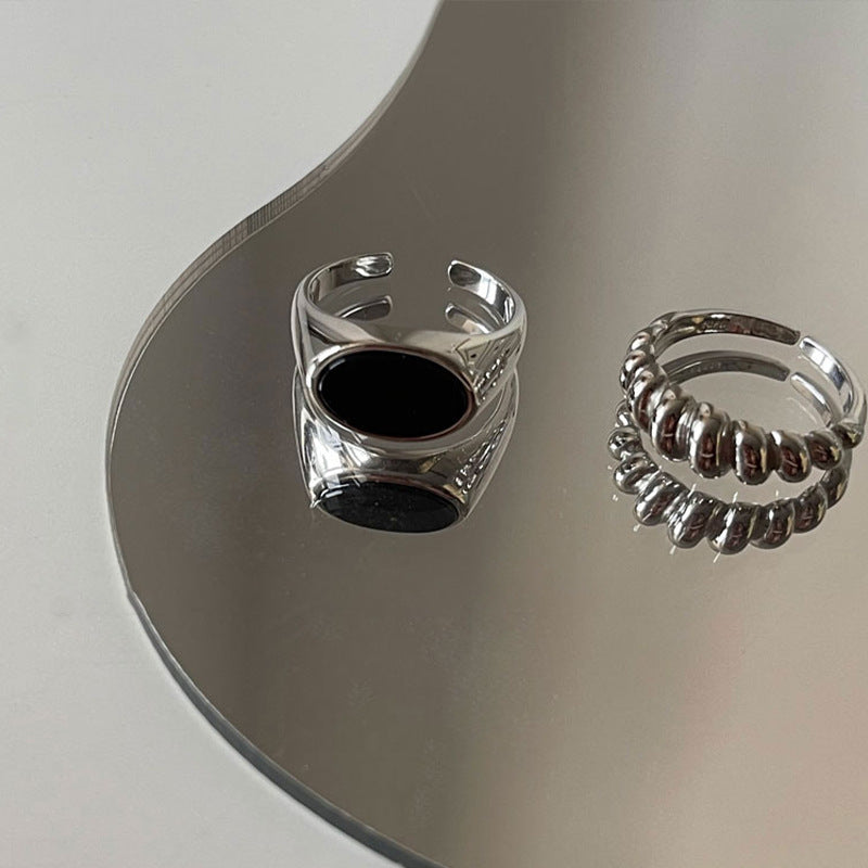 Women's Agate Cold Style Gemstone Design Open Rings