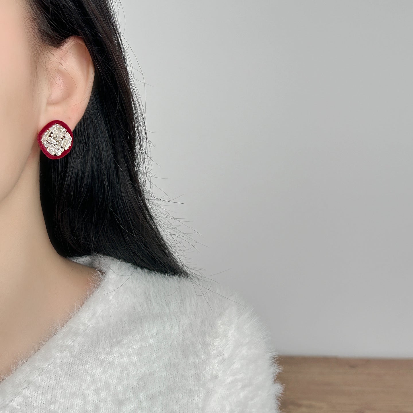Zircon Square Light Luxury High-grade Simple Earrings