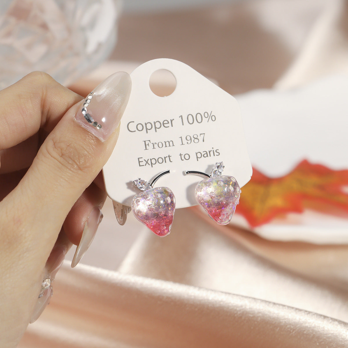 Strawberry Jelly Sweet Cute Girly Temperamental Hipster Stud Earrings