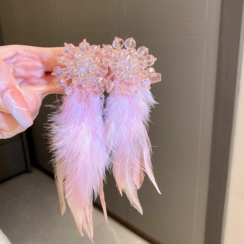 Super Fairy Bridal Feather Tassel Fashion Unique Design Earrings