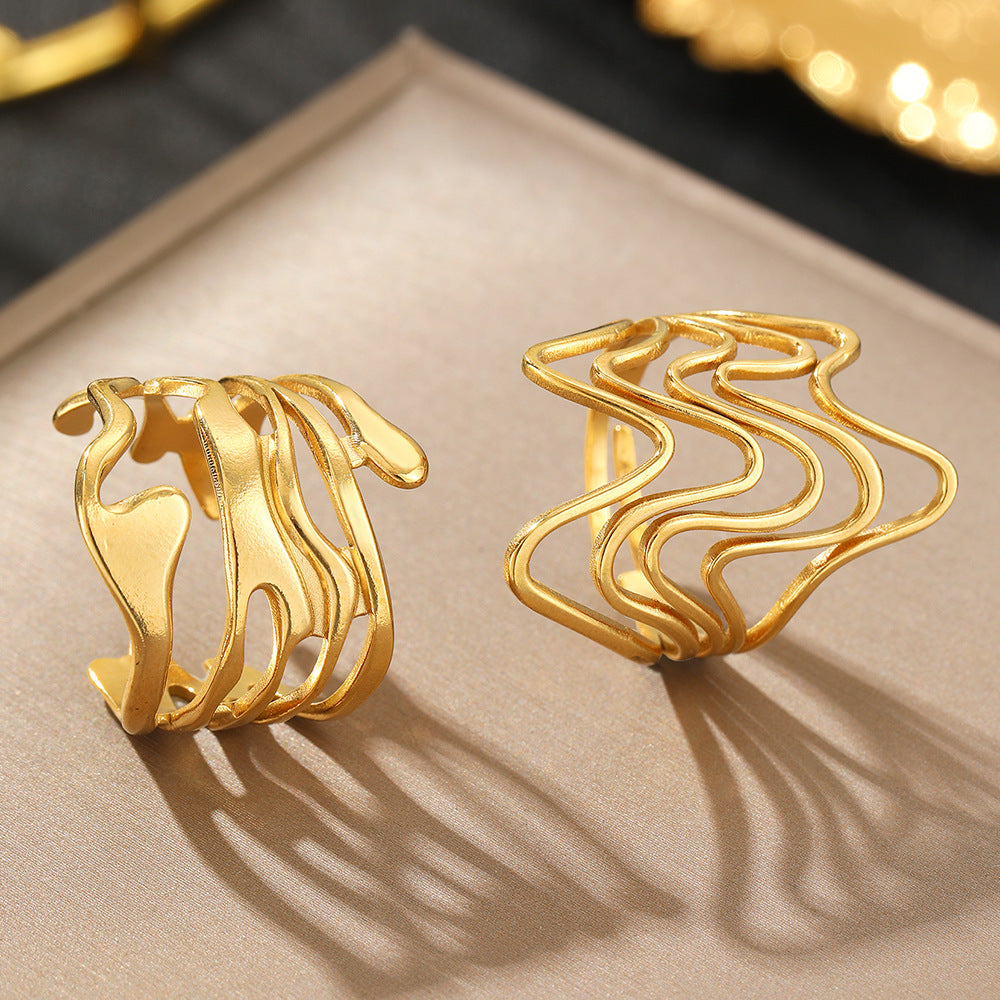 Irregular Lava Open-end Polished Suit Niche Rings